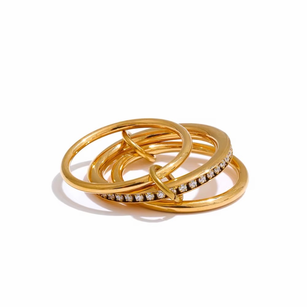 18K Gold Plated Connected 3 Layer Ring